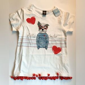 Beachcomber Coastal Kids Girls Sailor Dog Top Medium NWT